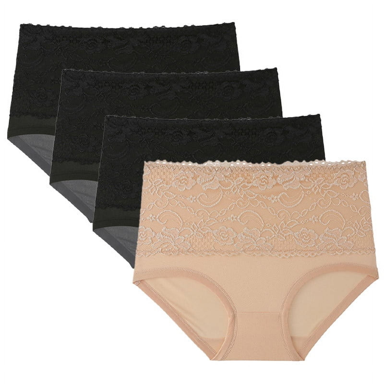 4pcs Women Underwear Panties High Waist Briefs Plus Size