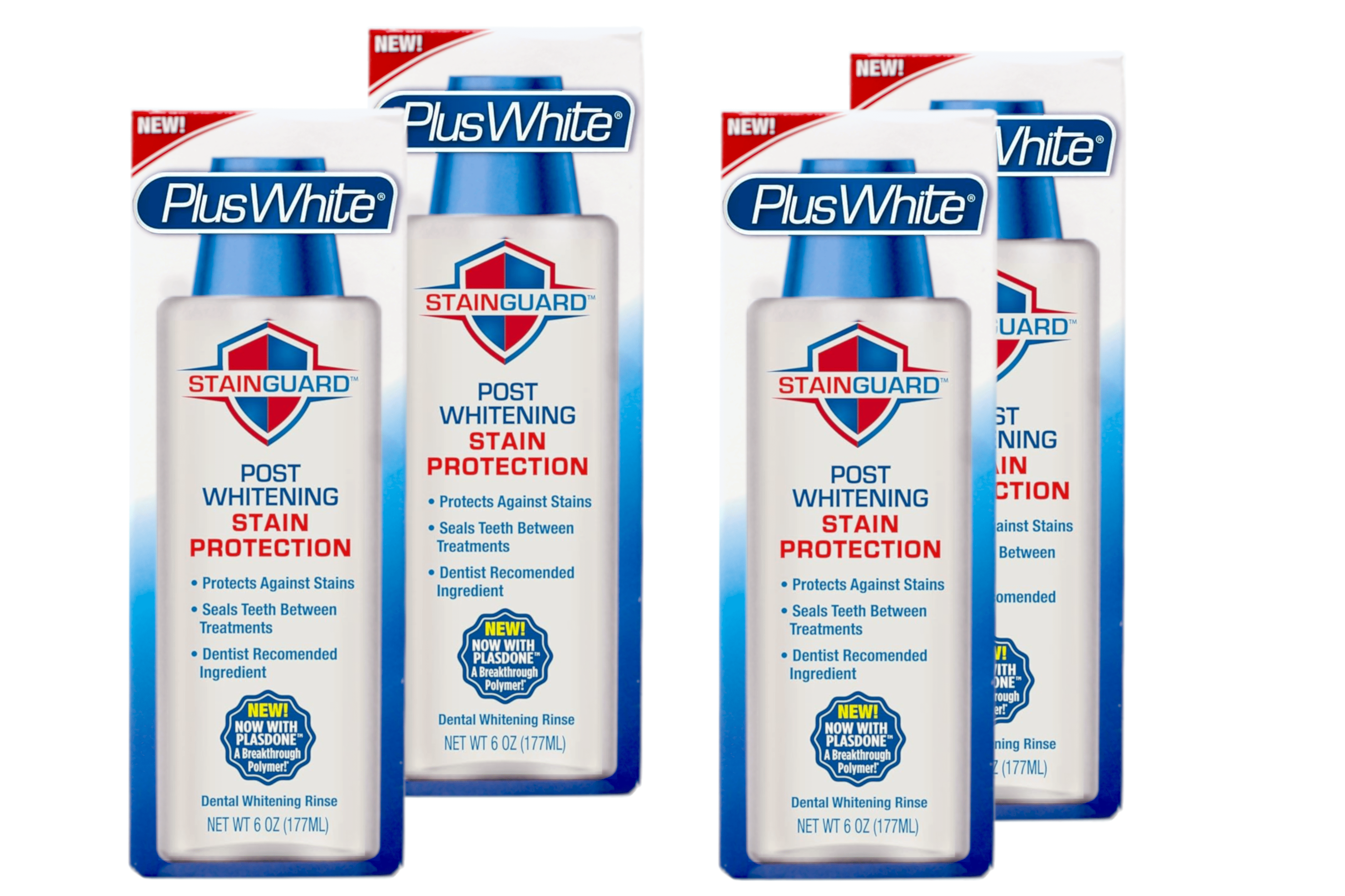 4 Pack - Plus White Post Whitening Stain Rinse - Protects Against Smoking, Wine, & Coffee - Dentist Recommended Whitening Teeth Rinse, 6 oz