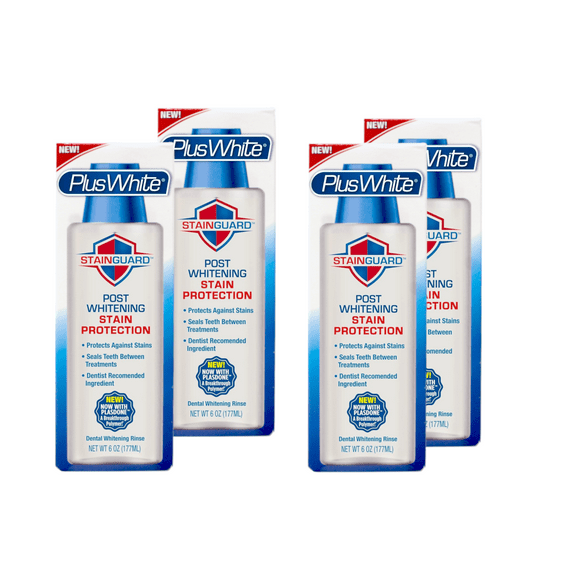 4 Pack - Plus White Post Whitening Stain Rinse - Protects Against Smoking, Wine, & Coffee - Dentist Recommended Whitening Teeth Rinse, 6 oz