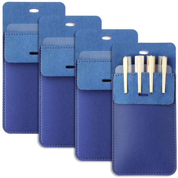 4 Pack Pocket Protector, Leather Pen Pouch Holder Organizer for Lab Coats/shirts/pen Note, Handmade Pencil Pocket Holder for Office Hospital Supplies (Multi Color)