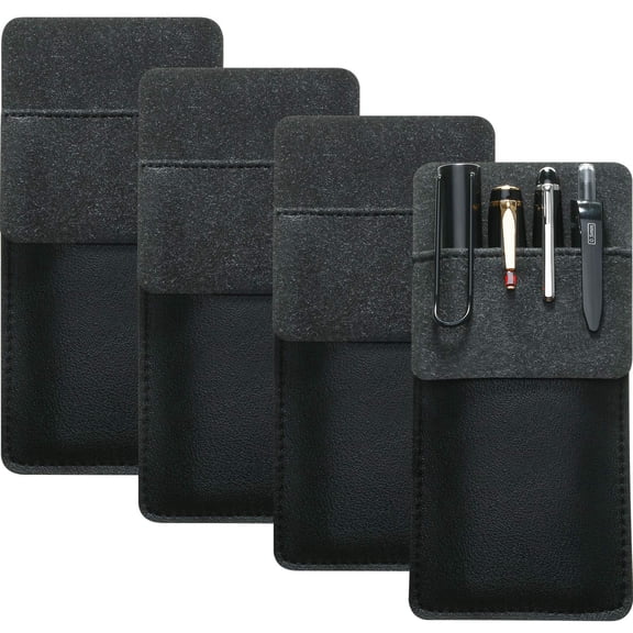 4 Pack Pocket Protector, Leather Pen Pouch Holder Organizer for Lab Coats/shirts/pen Note, Handmade Pencil Pocket Holder for Office Hospital Supplies (Multi Color)