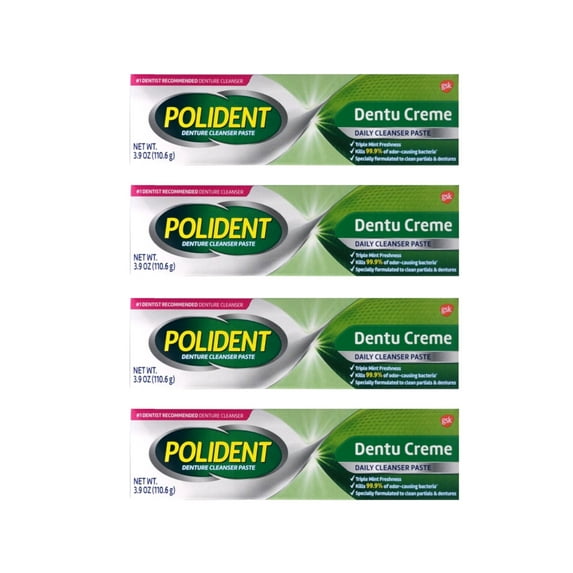 4 Pack - Polident Dentu-Creme Denture Toothpaste, 3.9 Oz Each