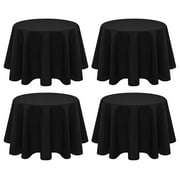 "4 Pack Polyester Round Tablecloth 60 Inch Black Circular Table Cloth, Stain and Wrinkle Resistant Washable Round Table Cover for Wedding Party Kitchen Dining Table Buffet Parties Camping"