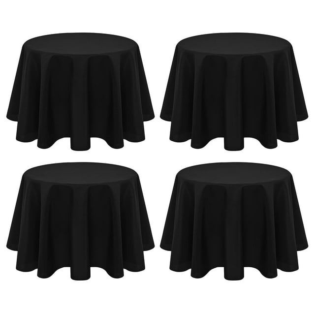 4Pack 60 Inch Black Polyester Tablecloth, Stain & Wrinkle Resistant
