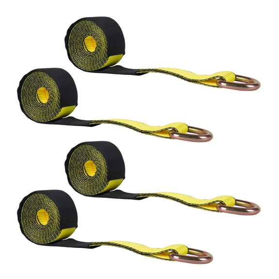 4 Pack Polyster Steel Reinforced Secure Belts 2 Inch For Car Truck Trailer Wheel Security 3333LB Load