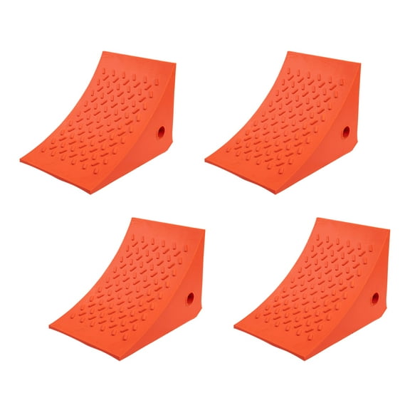 4 Pack Polyurethane Small Wheel Chock W/Mounting Holes for RVs, Semi Trucks & Trailers - 40 Ton Load Capacity Heavy Duty Wheel Chocks for  32-1/8"Tire Compatibility (11"x8x8")