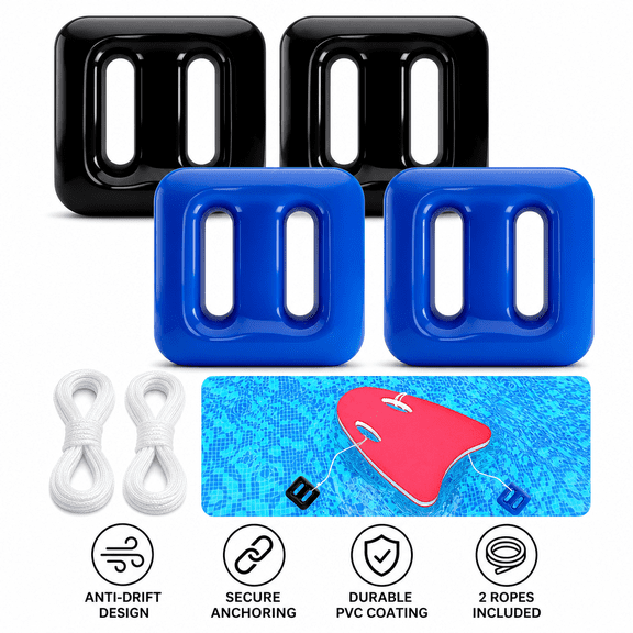 4 Pack Pool Float Anchor Weights 150g PVC Coated Anchors with Ropes for Floating Fountains Inflatables Lake Pools