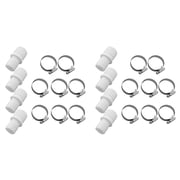 4 Pack Pool Hose Adapter 1.5 to 1.25 Inch, Double-Ended Swimming Pool Connector with 8 Adjustable Stainless Steel Clamps, Above Ground Pump and Filter Hose Fitting Set, White, 1.50x1.26x1.46 Inch