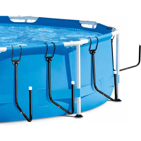 4 Pack Pool Solar Cover Holder Tube Set Keep Solar Cover/Blankets Off The Ground, U-Shaped Iron Tube Set for Framed Above-Ground Swimming Pools(Black)