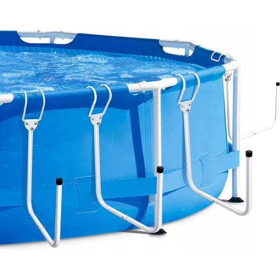 4 Pack Pool Solar Cover Holder Tube Set Keep Solar Cover/Blankets Off The Ground, U-Shaped Iron Tube Set for Framed Above-Ground Swimming Pools(White)