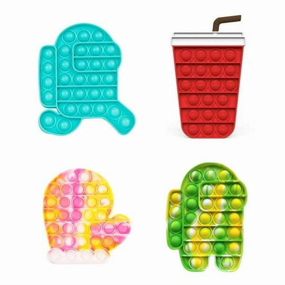4 Pack Pop It Fidget Toys for Anxiety Stress Relief - Bubble Popping Sensory Toy for Autism Special Needs Kids Adults, Silicone Squeeze Push Pop Fidget Toy Set Whale Octopus Mermaid Lobster