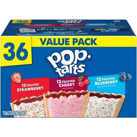 Pop Tarts Value Pack frosted strawbetty, frosted cherry, frosted blueberry