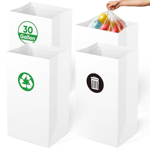 4 Pack Portable Disposable Trash Cans for Parties, 30 Gallon Extra Large Trash Cans for Parties and Events, Disposable Garbage Can for Party (30.7" H x 17" W x 13.4" D)$$