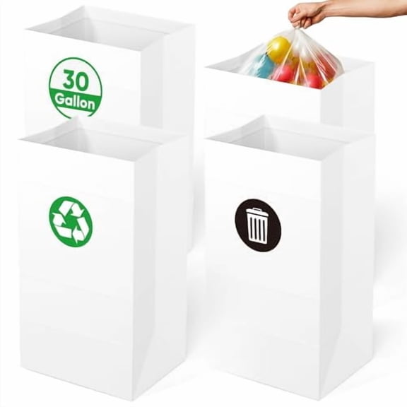 4 Pack Portable Disposable Trash Cans for Parties, 30 Gallon Extra Large Trash Cans for Parties and Events, Disposable Garbage Can for Party (30.7" H x 17" W x 13.4" D)