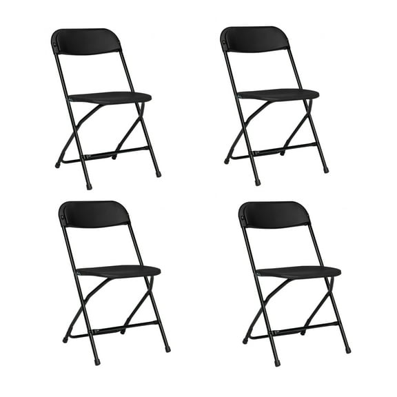 4-Pack Portable Lightweight Folding Chair Outdoor Indoor, Comfy Plastic Folding Chair for Camping Beach Wedding, 350LBS Weight Capacity Comfortable Event Chair, Black