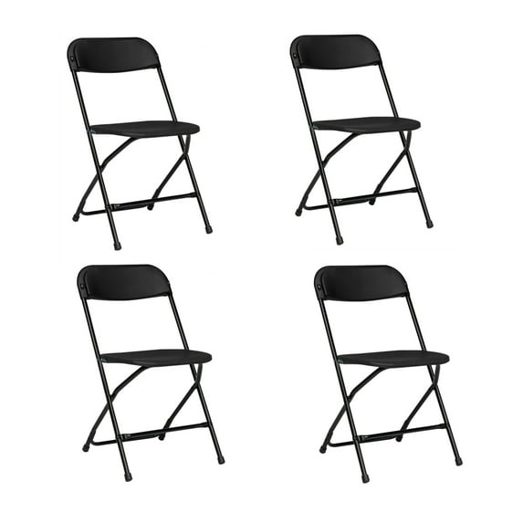 4-Pack Portable Lightweight Folding Chair Outdoor Indoor, Comfy Plastic Folding Chair for Camping Beach Wedding, 350LBS Weight Capacity Comfortable Event Chair, Black