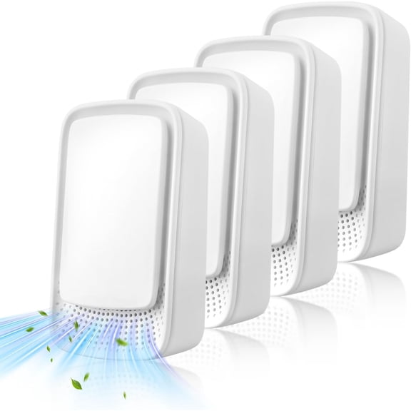 4 Pack Portable Negative Ion Air Filtration System for Bedroom Kitchen Office Odor Smoke Dust Pet Hair Elimination Pure White