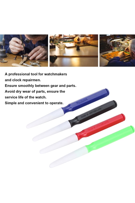 4-Pack Portable Watch Repair Oiler Pen Set with Carbon Steel Tips - Thin, Medium, Large Sizes for Clock Maintenance 4pcs