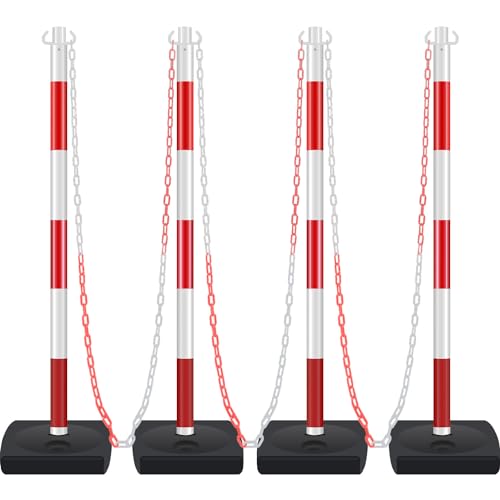 4 Pack Portable Work Zone Chain Post Set, Premium Crowd Control ...