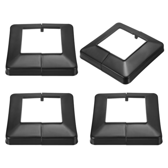 4 Pack Post Base Cover, 7x6.75 (Internal Size 4x4) Split Style Post Skirt, Porch Column Wrap for Post Fence Deck Cable Railing Baluster Stair Rails, Black