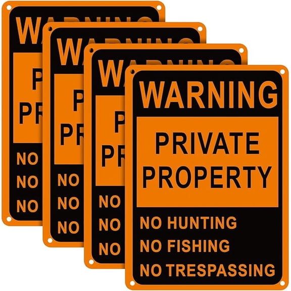 4 Pack Posted No Trespassing Sign Private Property Weatherproof No Hunting Signs Reflective Aluminum Posted Signs for Warning Fishing Trapping 12" x 8"