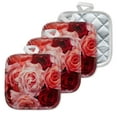 thumbnail image 1 of 4 Pack Pot Holders,Kitchen Essential, Potholder Set,Array Of Roses In Soft And Bold Hues, 1 of 6