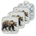 thumbnail image 1 of 4 Pack Pot Holders,Kitchen Essential, Potholder Set,Bear'S Journey In A Misty Watercolor Landscape, 1 of 6