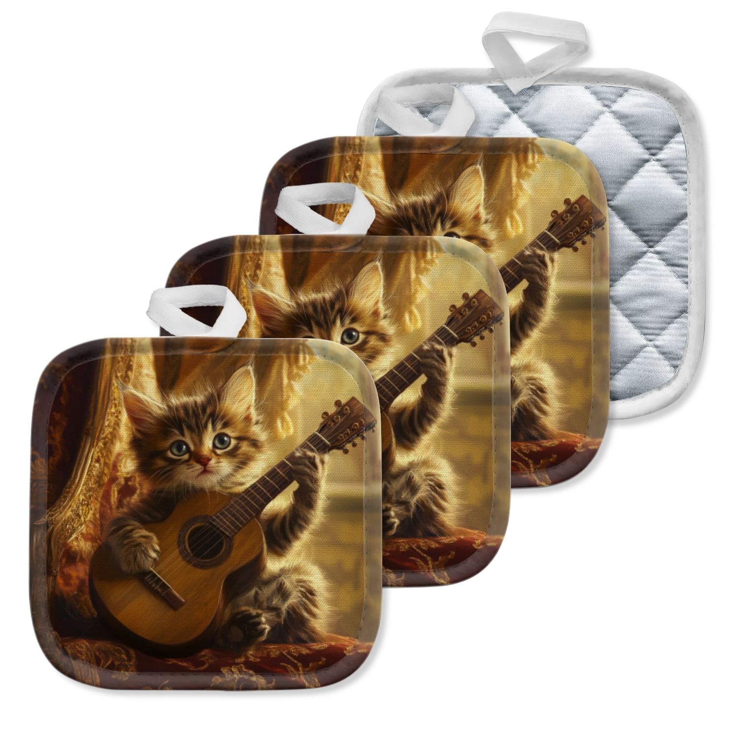 4 Pack Pot Holders For Kitchen,Cotton Oven Holder With Great Heat Resistance