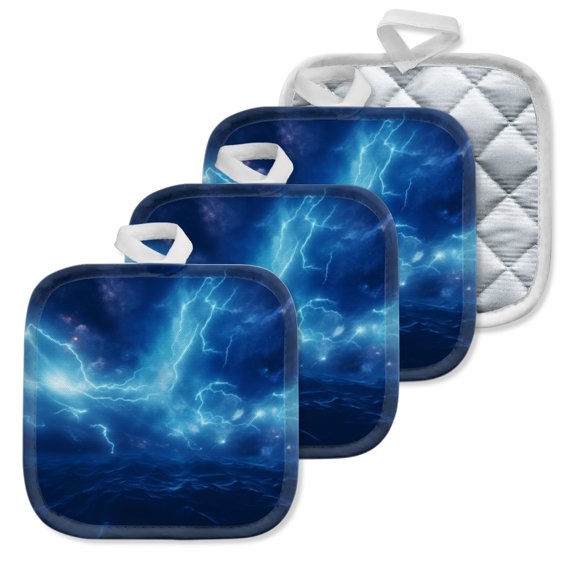 4 Pack Pot Holders,Kitchen Essential, Potholder Set,The Mysterious Allure Of Oceanic Lightning