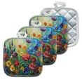 thumbnail image 1 of 4 Pack Pot Holders,Kitchen Essential, Potholder Set,Vivid Oil Painted Wildflowers In Full Bloom, 1 of 6