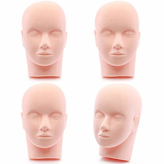 4-Pack Practice Training Head Rubber Cosmetology Mannequin Doll Face Head For Eyelashes Makeup Massage Practice$$Furniture