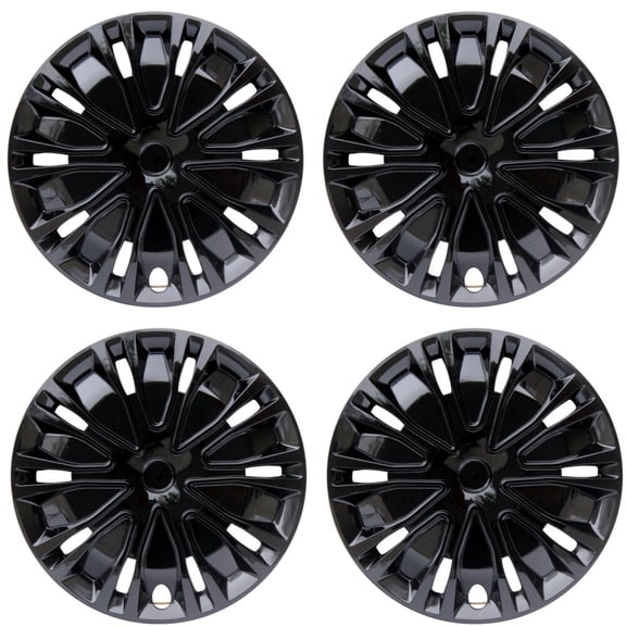 (4-Pack) Premium 15" Black Wheel Rim Cover Hubcaps OEM Style Replacement Snap On Car Truck SUV Hub Cap - 15 Inch Set