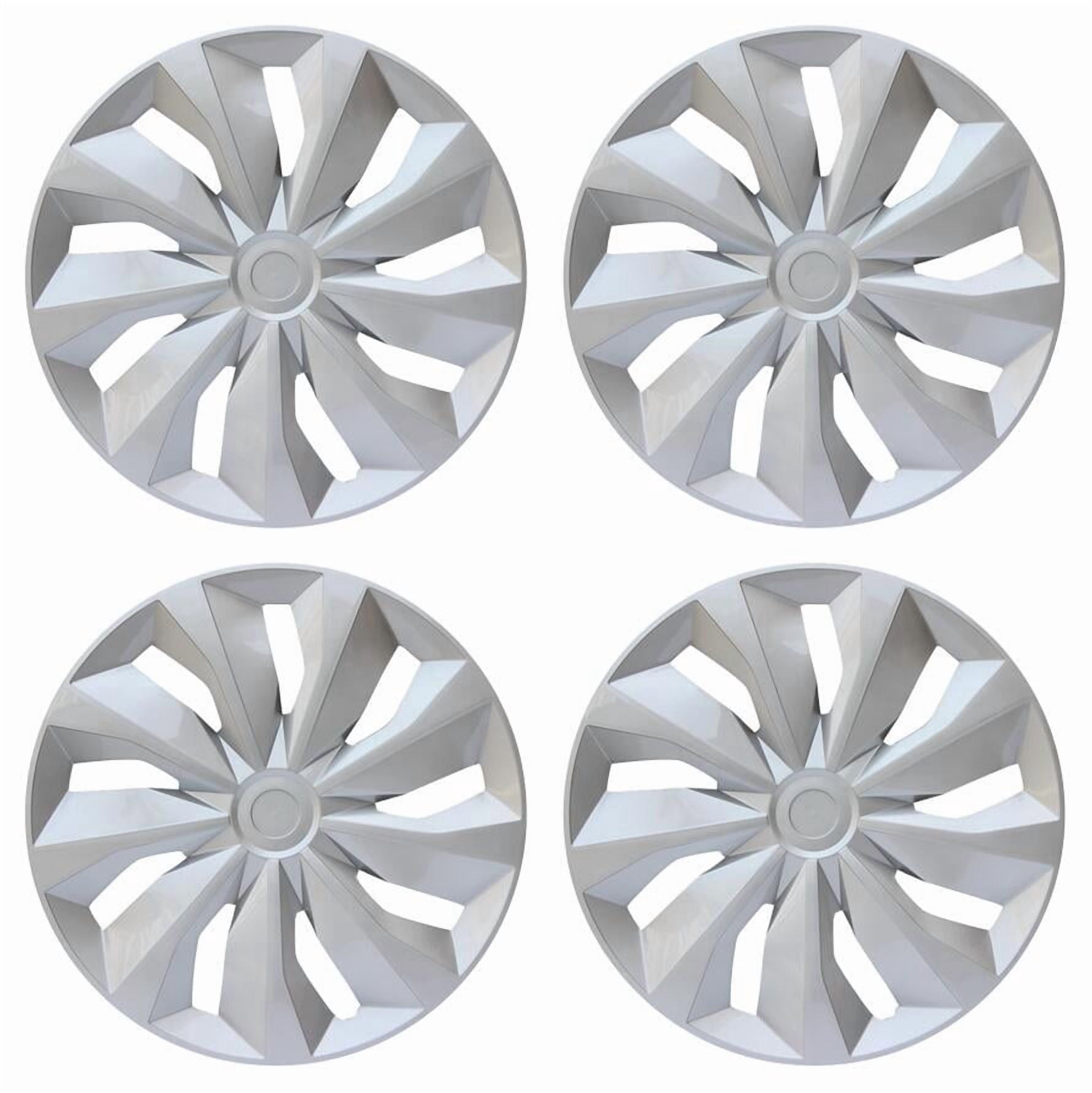 (4-Pack) Premium 15"  Silver Wheel Rim Cover Hubcaps OEM Style Replacement Snap On Car Truck SUV Hub Cap - 15 Inch Set