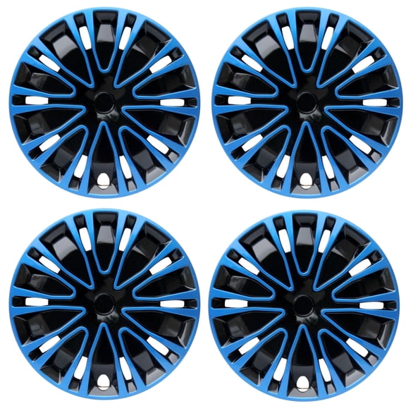 (4-Pack) Premium 16" Black & Blue Wheel Rim Cover Hubcaps for R16 Tire and Rim OEM Style Replacement Snap On Car Truck SUV Hub Cap - 16 Inch Set