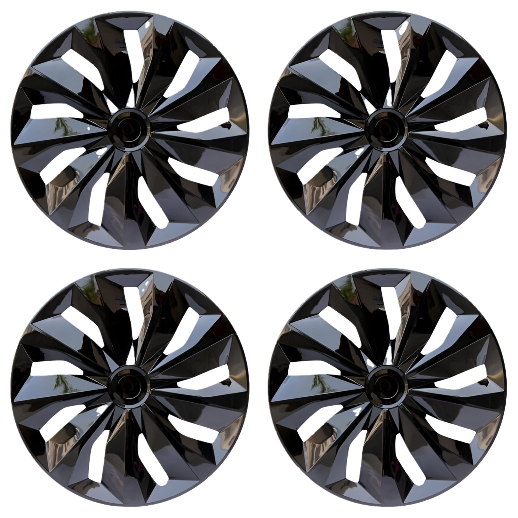 (4-Pack) Premium 16" Black Wheel Rim Cover Hubcaps OEM Style Replacement Snap On Car Truck SUV Hub Cap - 16 Inch Set