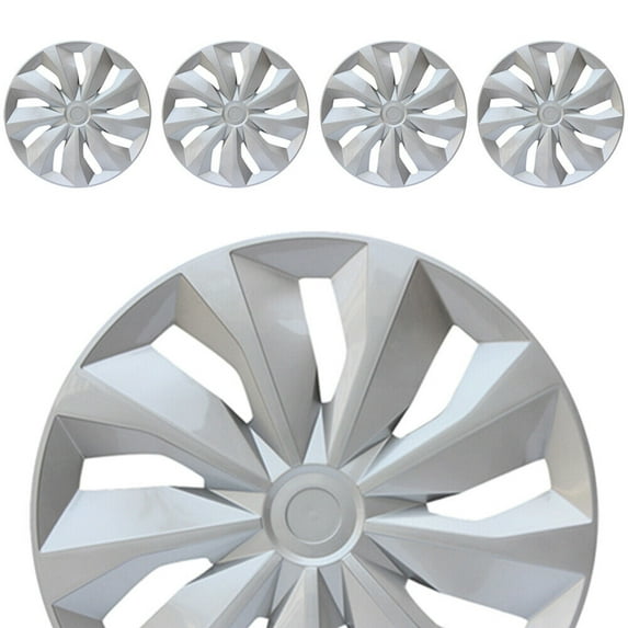 (4-Pack) Premium 16" Silver Wheel Rim Cover Hubcaps OEM Style Replacement Snap On Car Truck SUV Hub Cap - 16 Inch Set