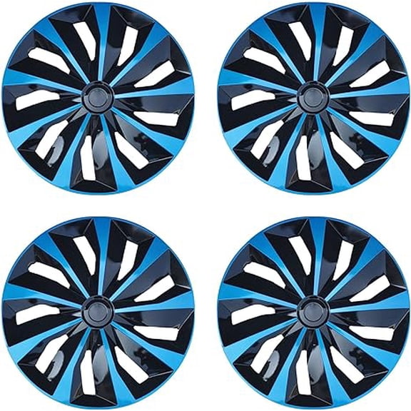 (4-Pack) Premium 17" Black & Blue Wheel Rim Cover Hubcaps OEM Style Replacement Snap On Car Truck SUV Hub Cap - 17 Inch Set