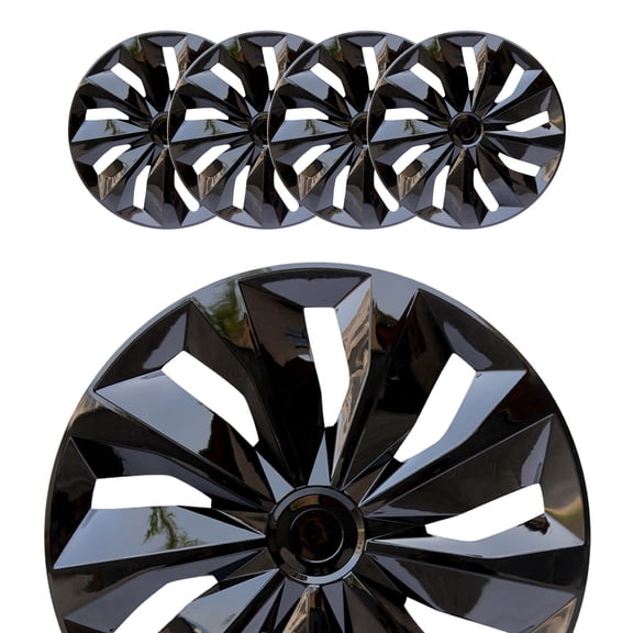 (4-Pack) Premium 17" Black Wheel Rim Cover Hubcaps OEM Style Replacement Snap On Car Truck SUV Hub Cap - 17 Inch Set