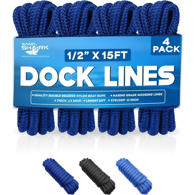 4-Pack Premium Dock Lines – Heavy Duty for Boats, Jet Skis, and ...