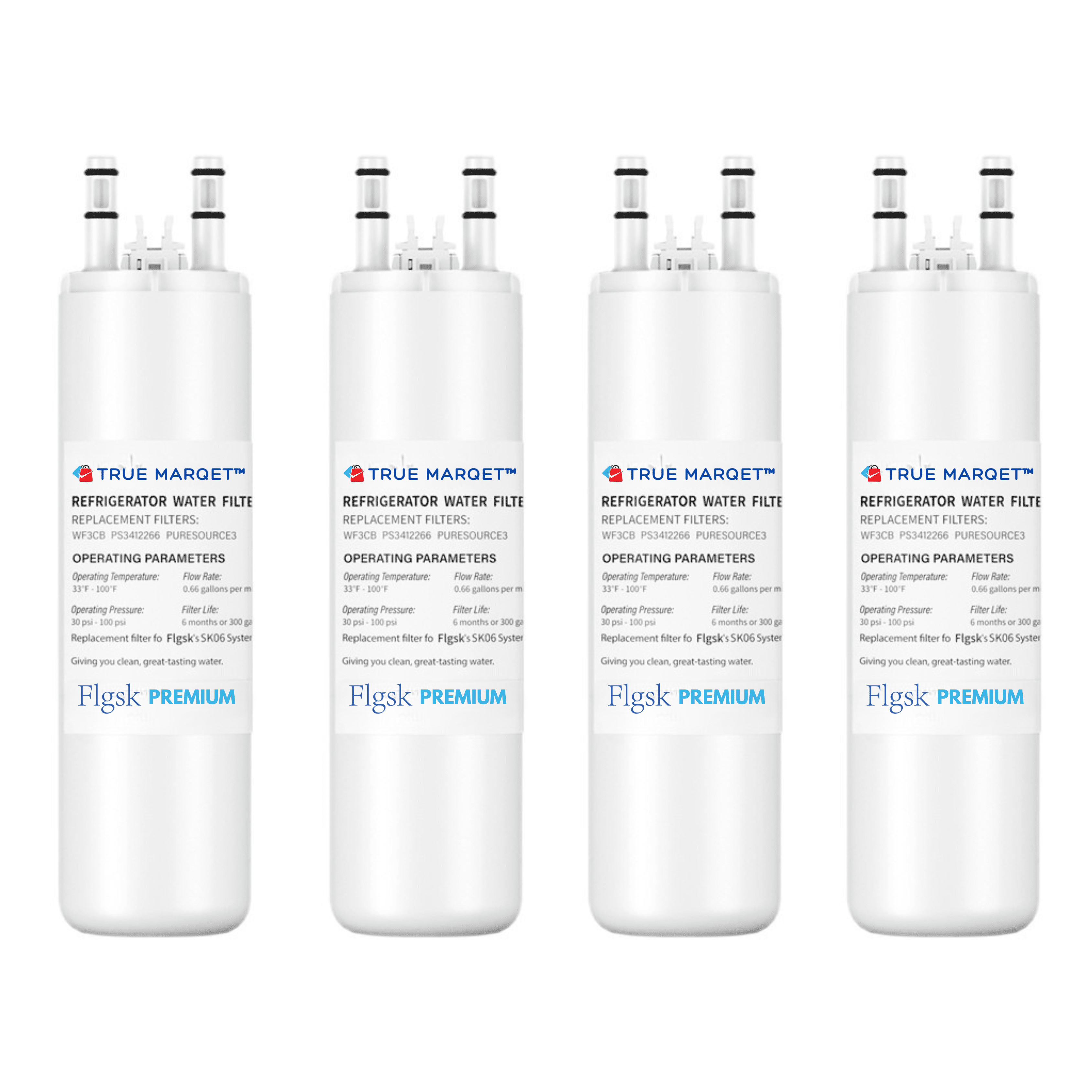 True Marqet 4 Pack Premium Fridge Replacement Filter for Frigidaire WF3CB, Pure Source 3, WF425, 706465, 242069601