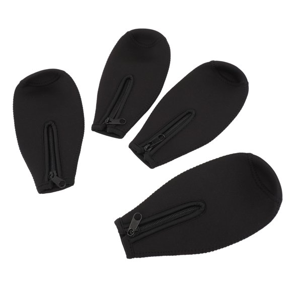 4 Pack Premium Insulated Beer Bottle Sleeve Thick Neoprene Zip Up Cooler Jacket for Standard 12oz Bottles (9.05 inches / 23 cm) - Black