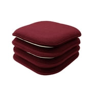 4 Pack: Premium Memory Foam Non Slip Chair Cushions, Burgundy