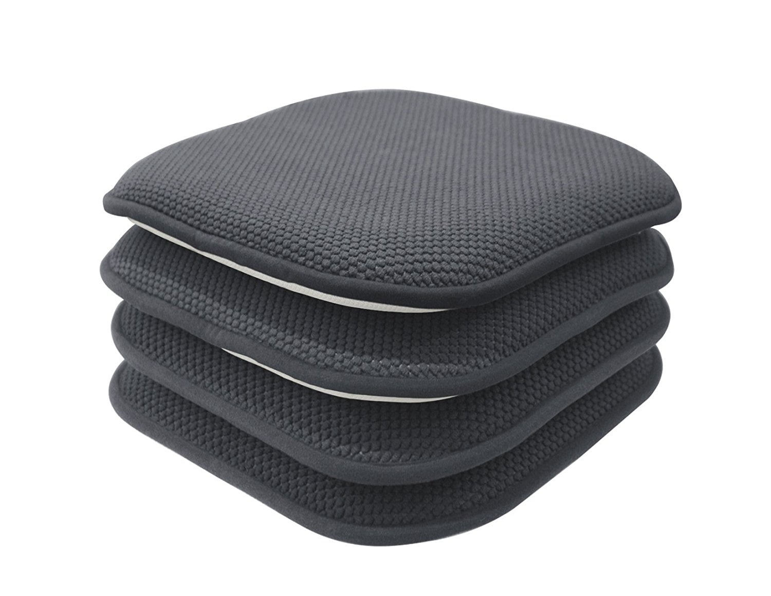 Wellsin Black Chair Cushions for Dining Chairs 4 Pack, Memory Foam