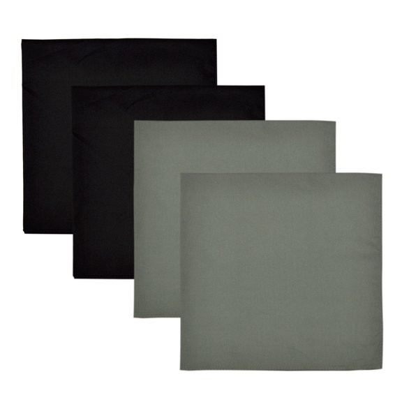 4-Pack Premium Pure Cotton Solid Color Bandanas Square Scarf Headband Wrap 22"