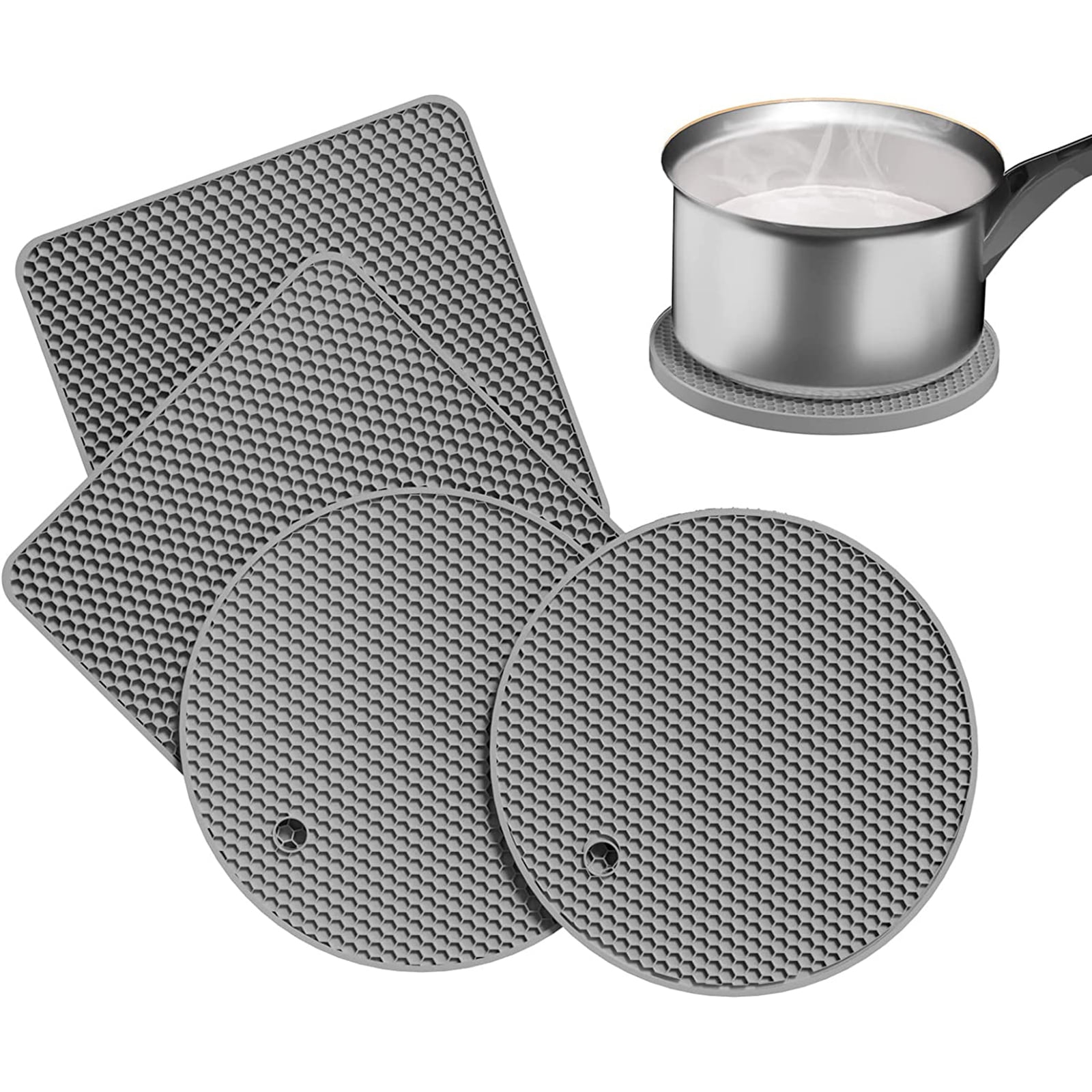 4 Pack Premium Silicone Trivet Mat, NonSlip Durable Flexible Trivets