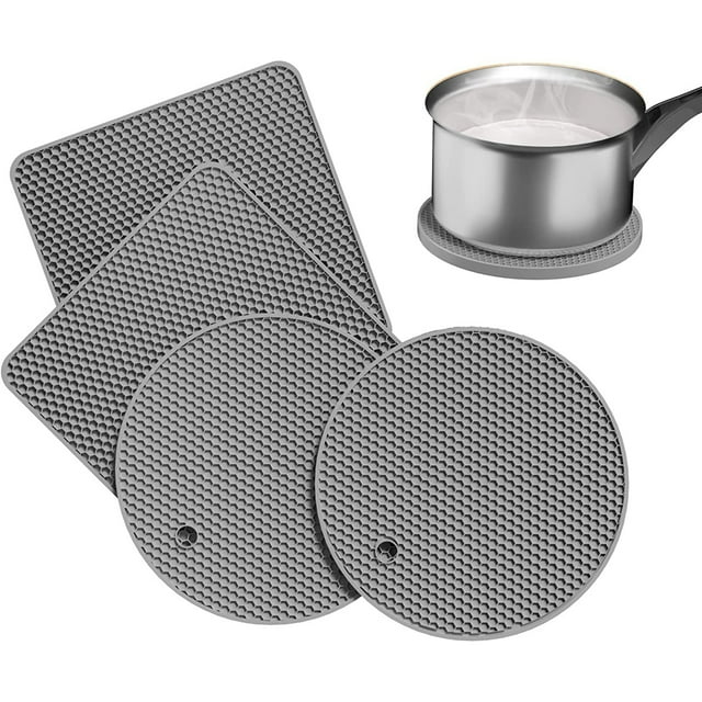 4 Pack Premium Silicone Trivet Mat, NonSlip Durable Flexible Trivets
