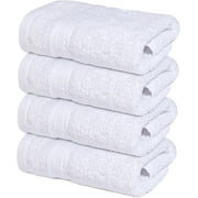 4 Pack Premium White WashCloth and Face Towels, 13x13 100% Cotton - Infinitee Xclusives