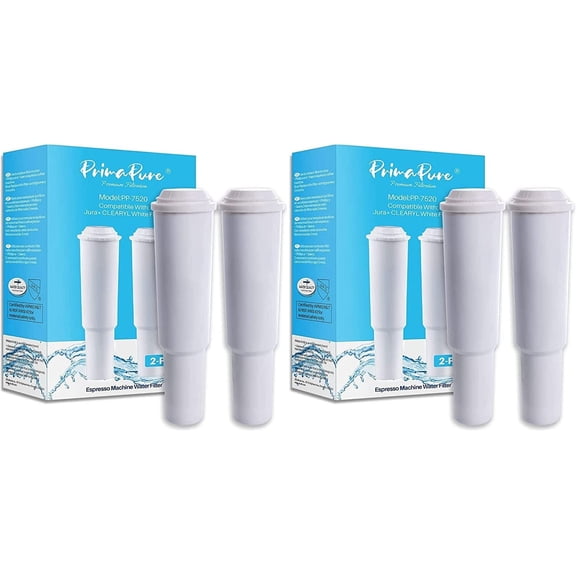 4-Pack PrimaPure Espresso Coffee Machine Water Filter Replacement For Jura Clearyl White 64553 Certified To NSF / ANSI 42 by IAPMO R&T
