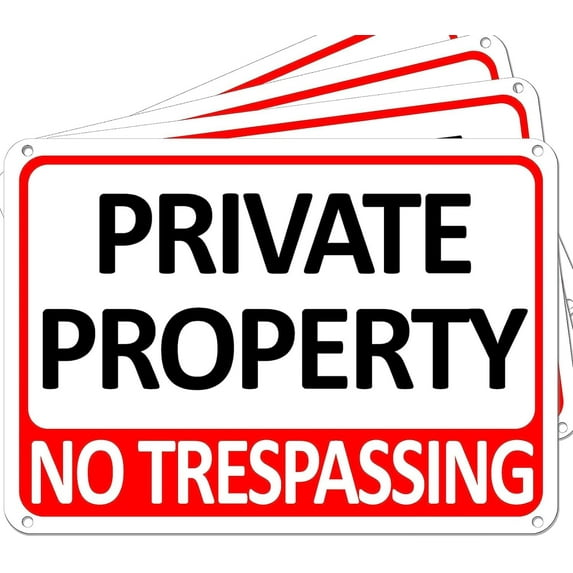 4-Pack Private Property No Trespassing Sign, Video Surveillance Signs Outdoor, UV Printed .040 Mil Rust Free Aluminum 10 x 7 in, Security Camera Sign for Home, Business, Driveway Alert, CCTV