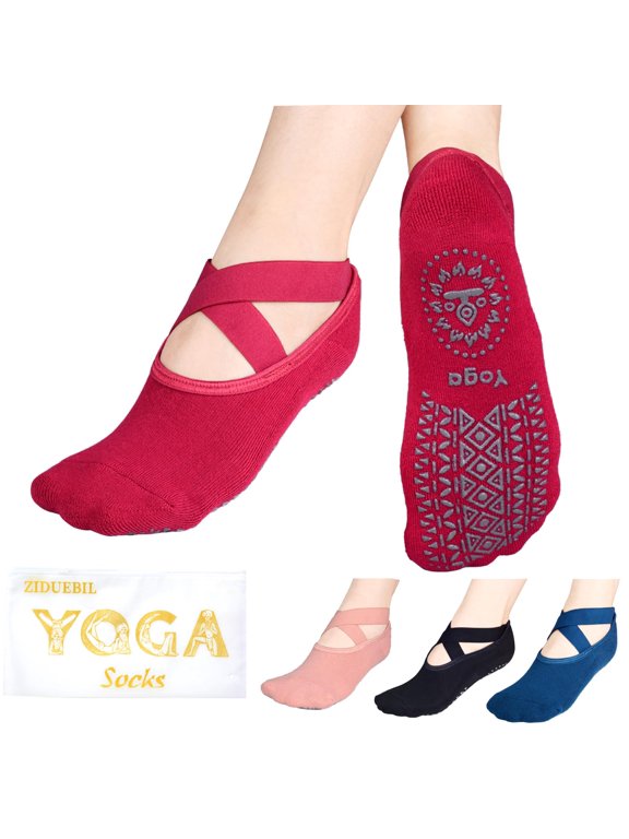 4-Pack Professional Yoga Socks for Women - Pilates Grip Socks for Barre, Dance, Plasticity, Home, Studio - Fits US 5-10